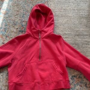 Pink Hooded Sweatshirt with Half-Zip